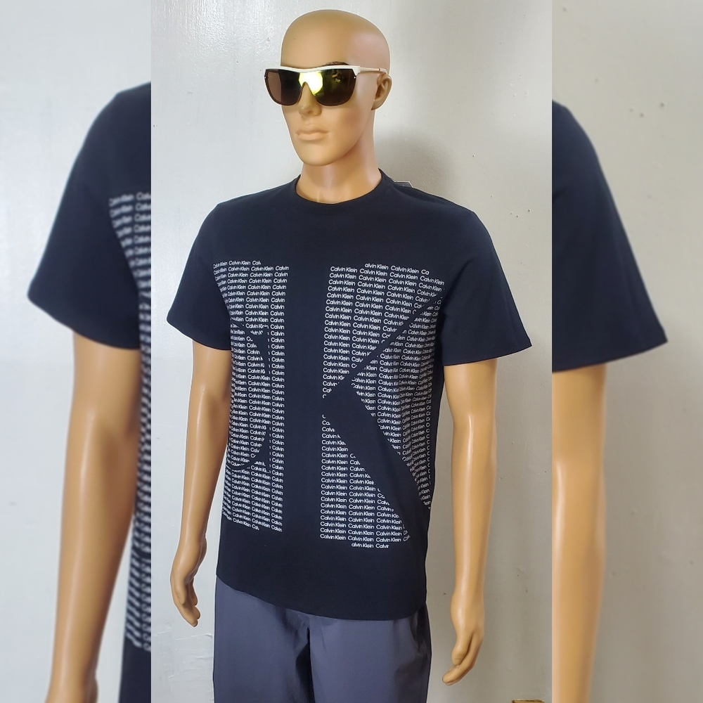 CALVIN KLEIN TSHIRT MEN'S CREW NECK SHORT SLEEVE GRAPHIC BIG LOGO SIZE S BLACK - Picture 11 of 12